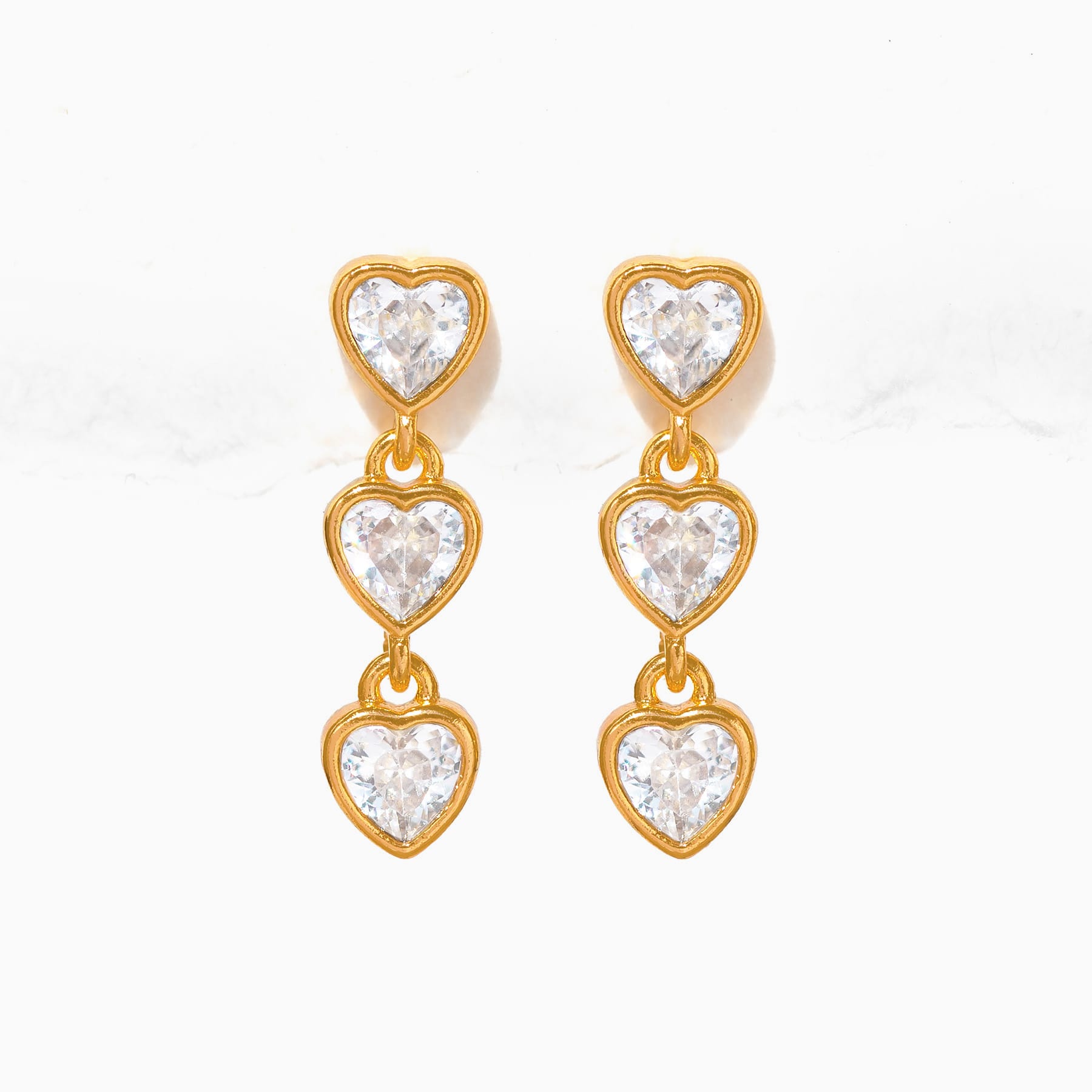 Falling Hearts Dangle Earrings