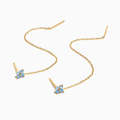 Blue Blossom Threader Earrings
