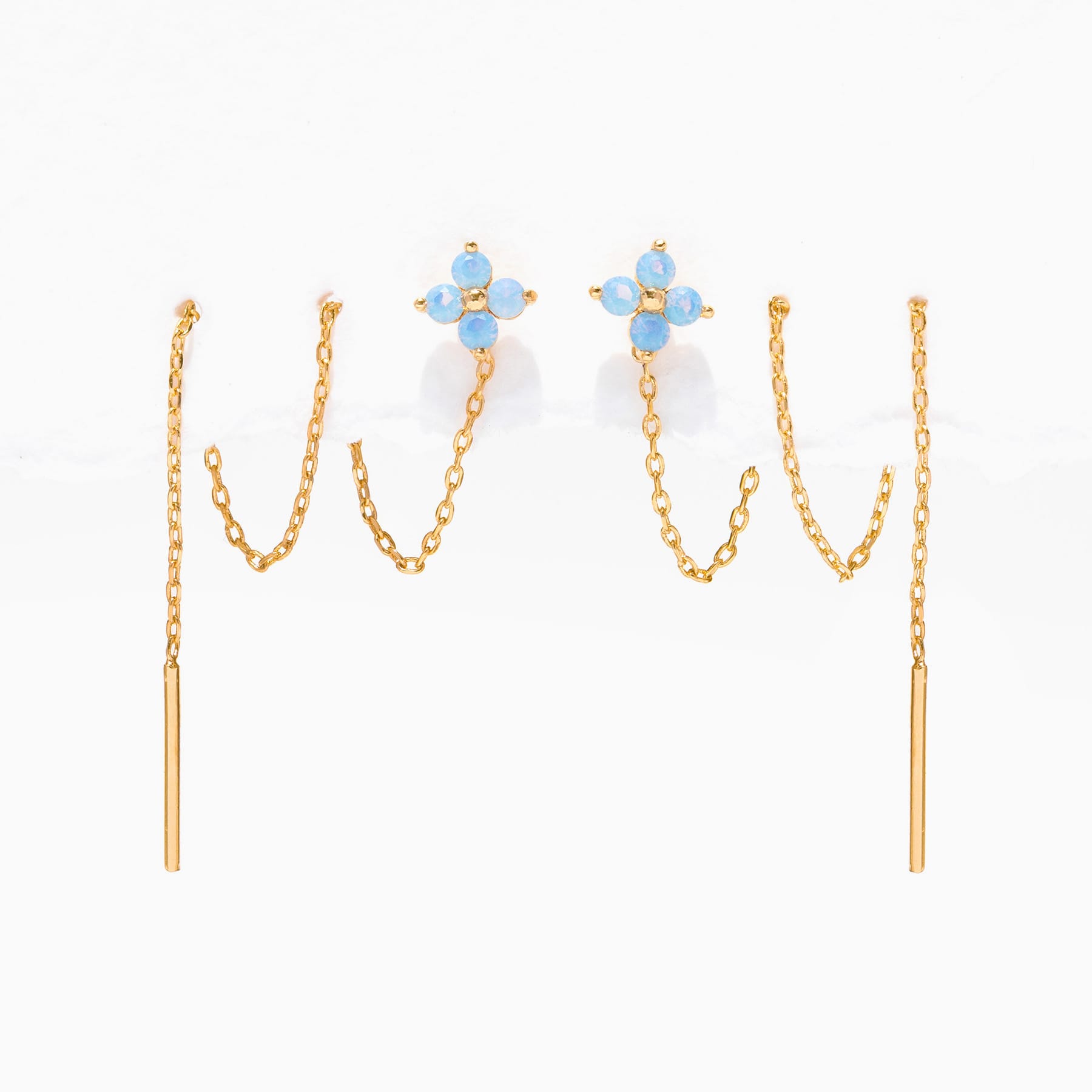 Blue Blossom Threader Earrings