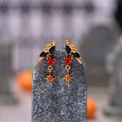 Dark Heart Crow Earrings