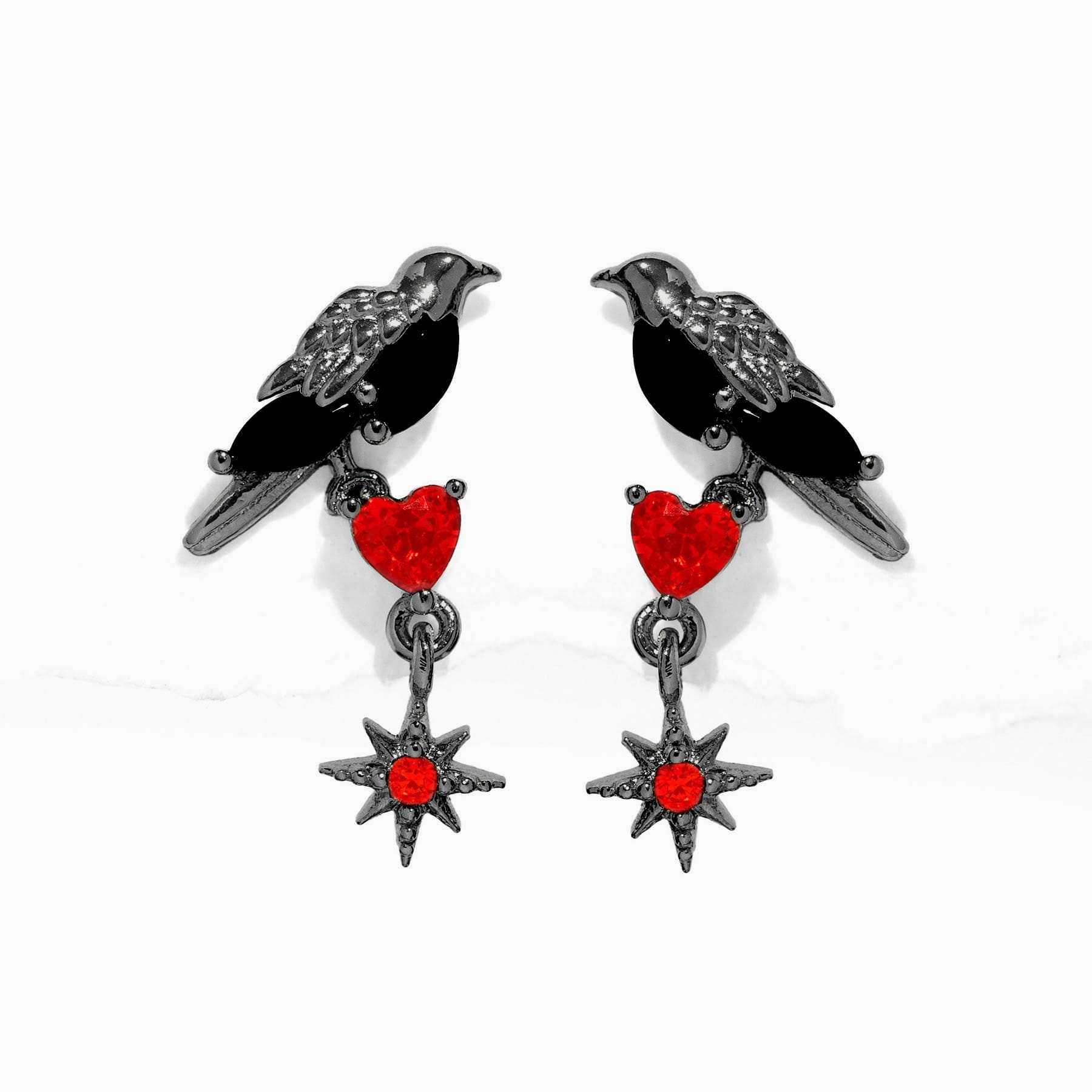 Dark Heart Crow Earrings