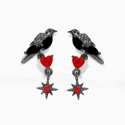 Dark Heart Crow Earrings