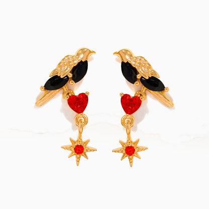 Dark Heart Crow Earrings