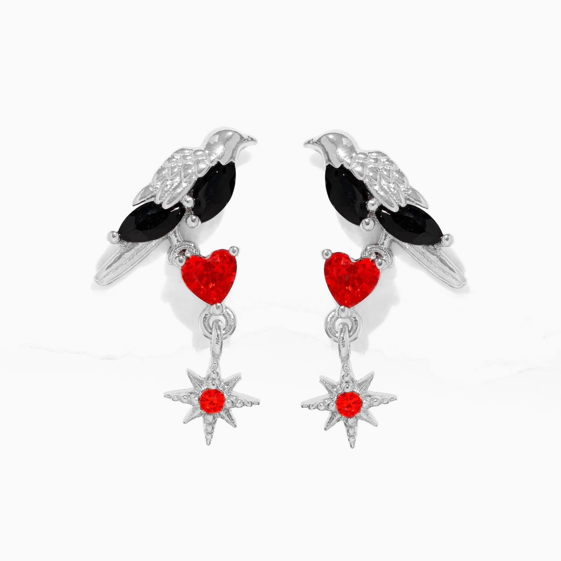 Dark Heart Crow Earrings