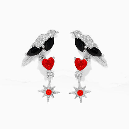 Dark Heart Crow Earrings