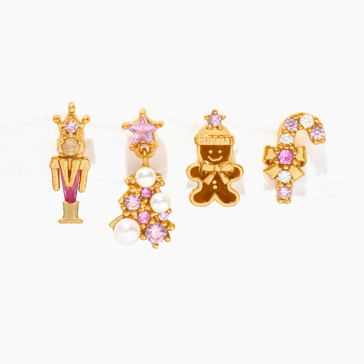 Pink Christmas Stud Set