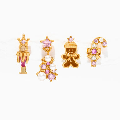 Pink Christmas Stud Set