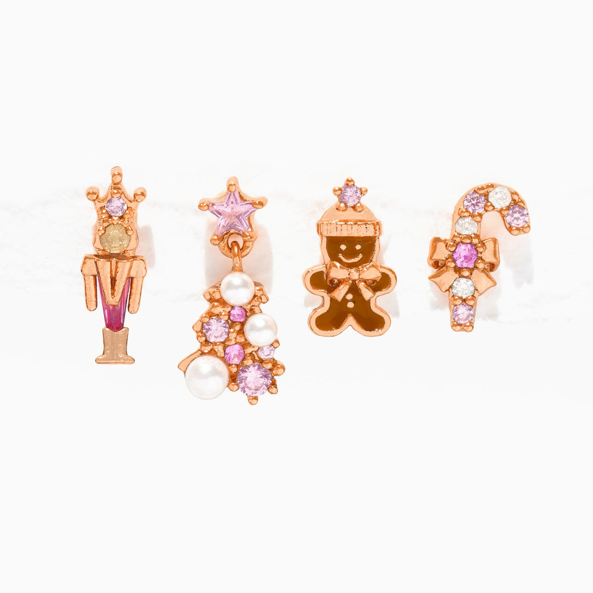 Pink Christmas Stud Set
