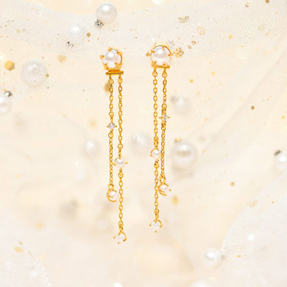 Pearl & Tinsel Dangle Earrings