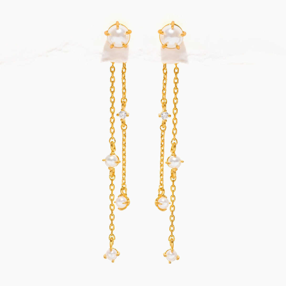 Pearl & Tinsel Dangle Earrings