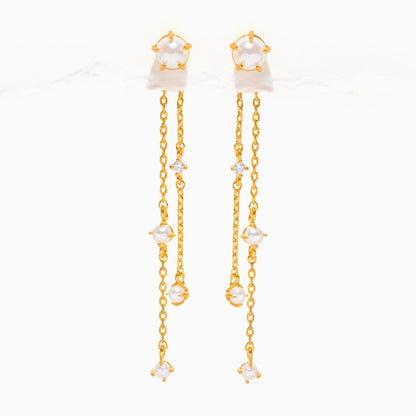 Pearl & Tinsel Dangle Earrings