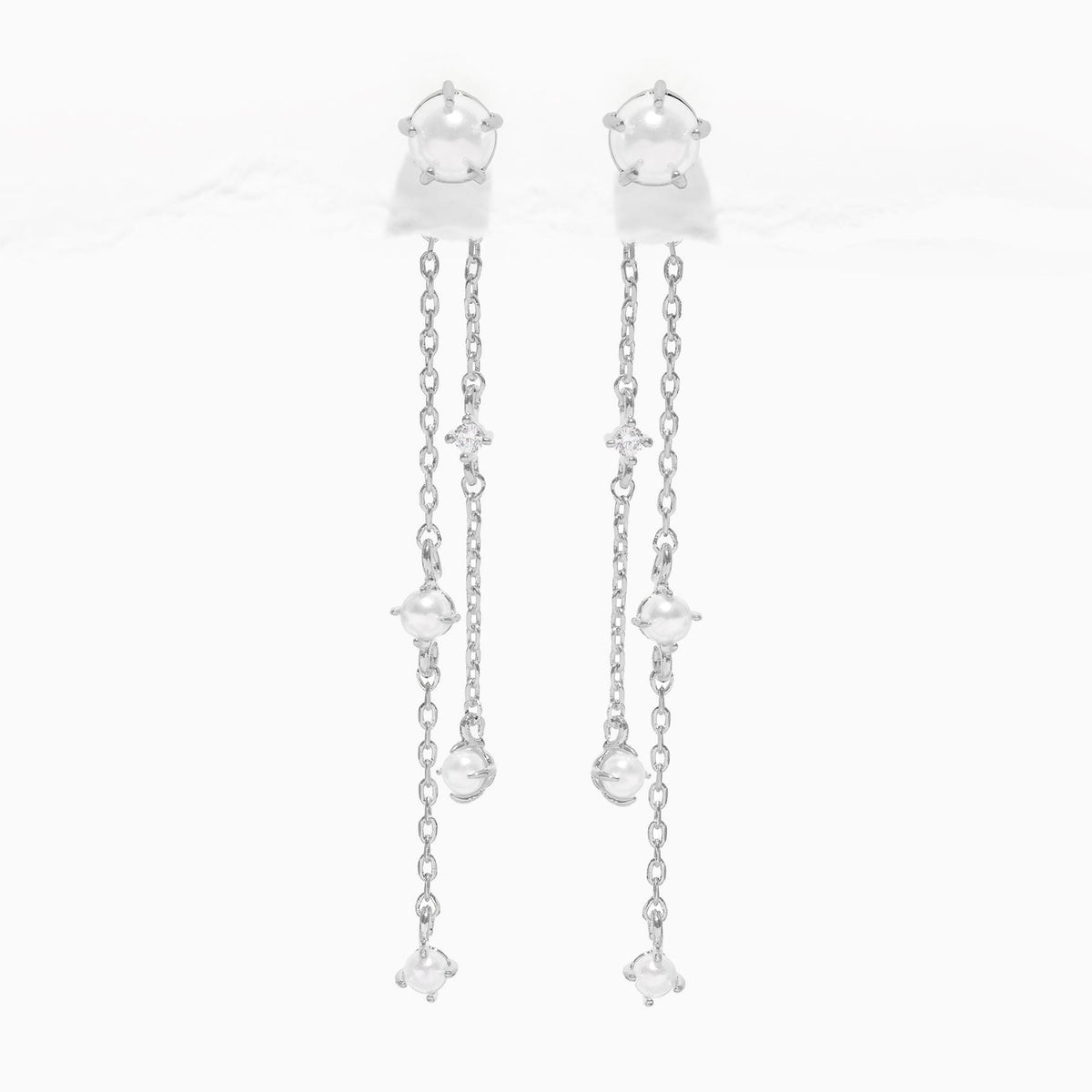 Pearl & Tinsel Dangle Earrings