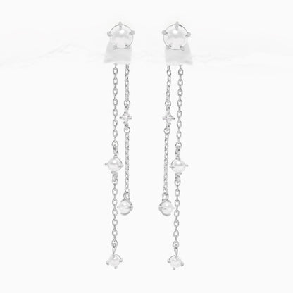 Pearl & Tinsel Dangle Earrings