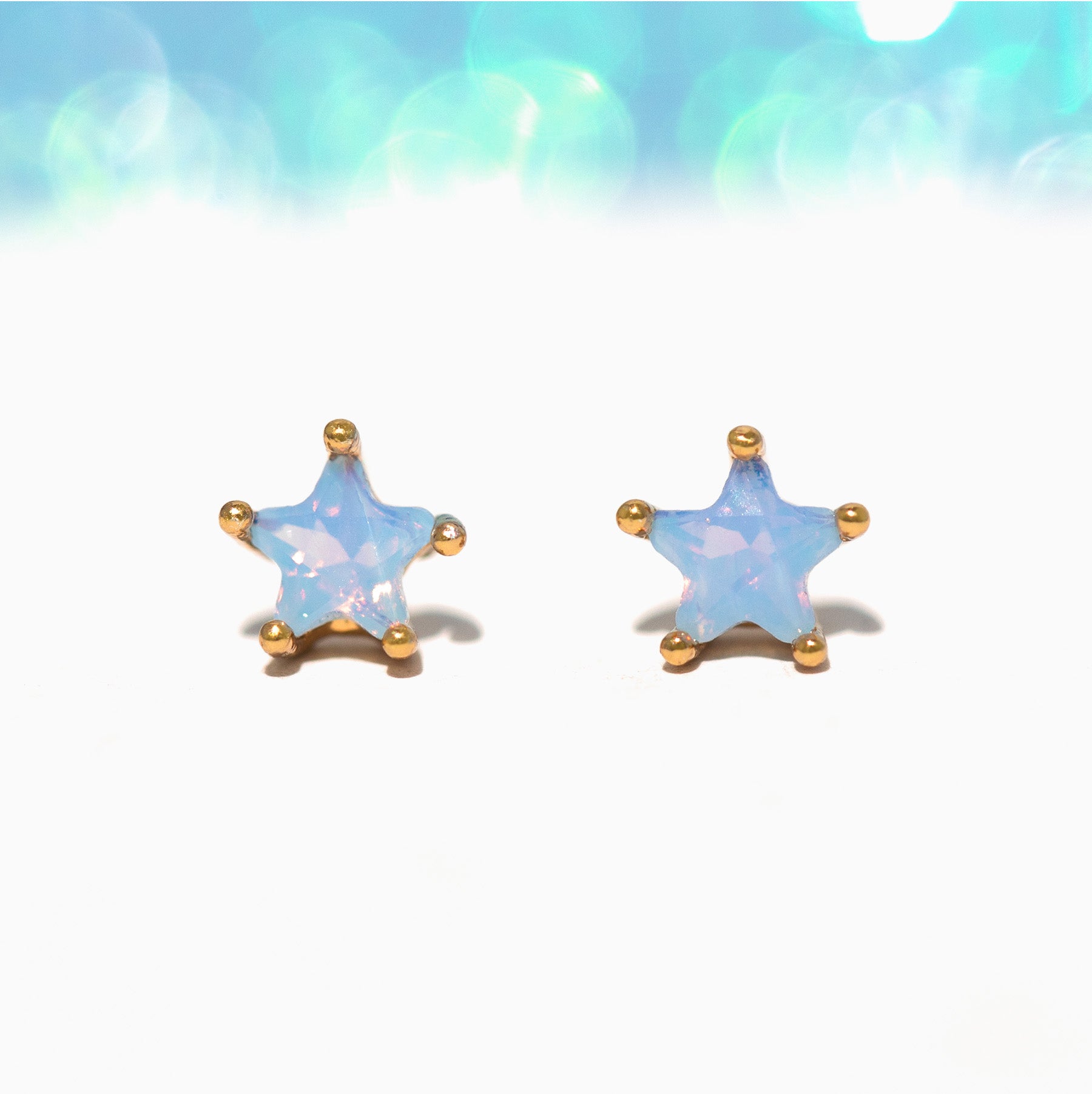 Milky Blue Star Studs