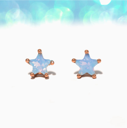 Milky Blue Star Studs