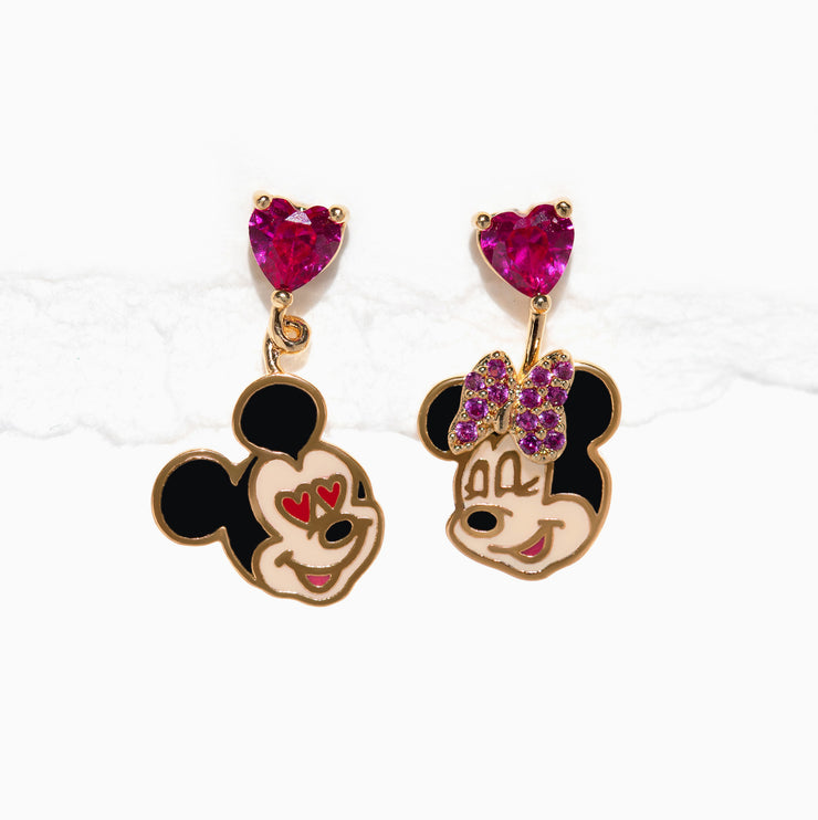 Disney Mickey Mouse & Minnie Mouse In Love Earrings