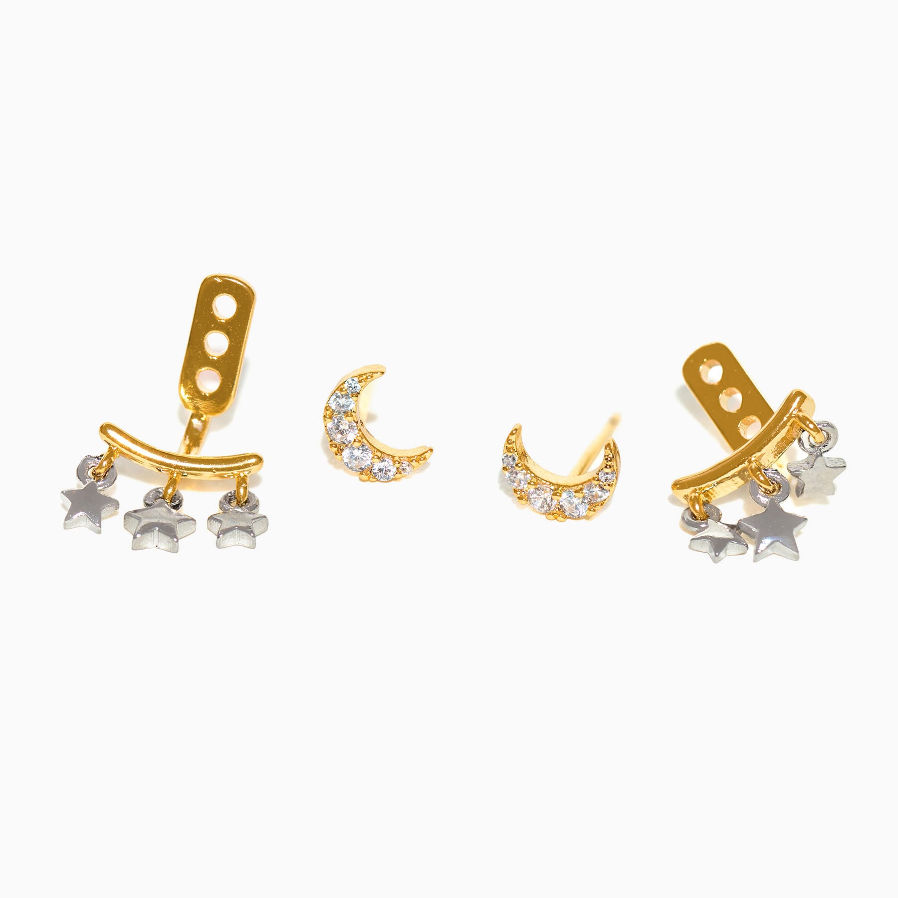 Moonstruck Two Tone Ear Jacket Earrings