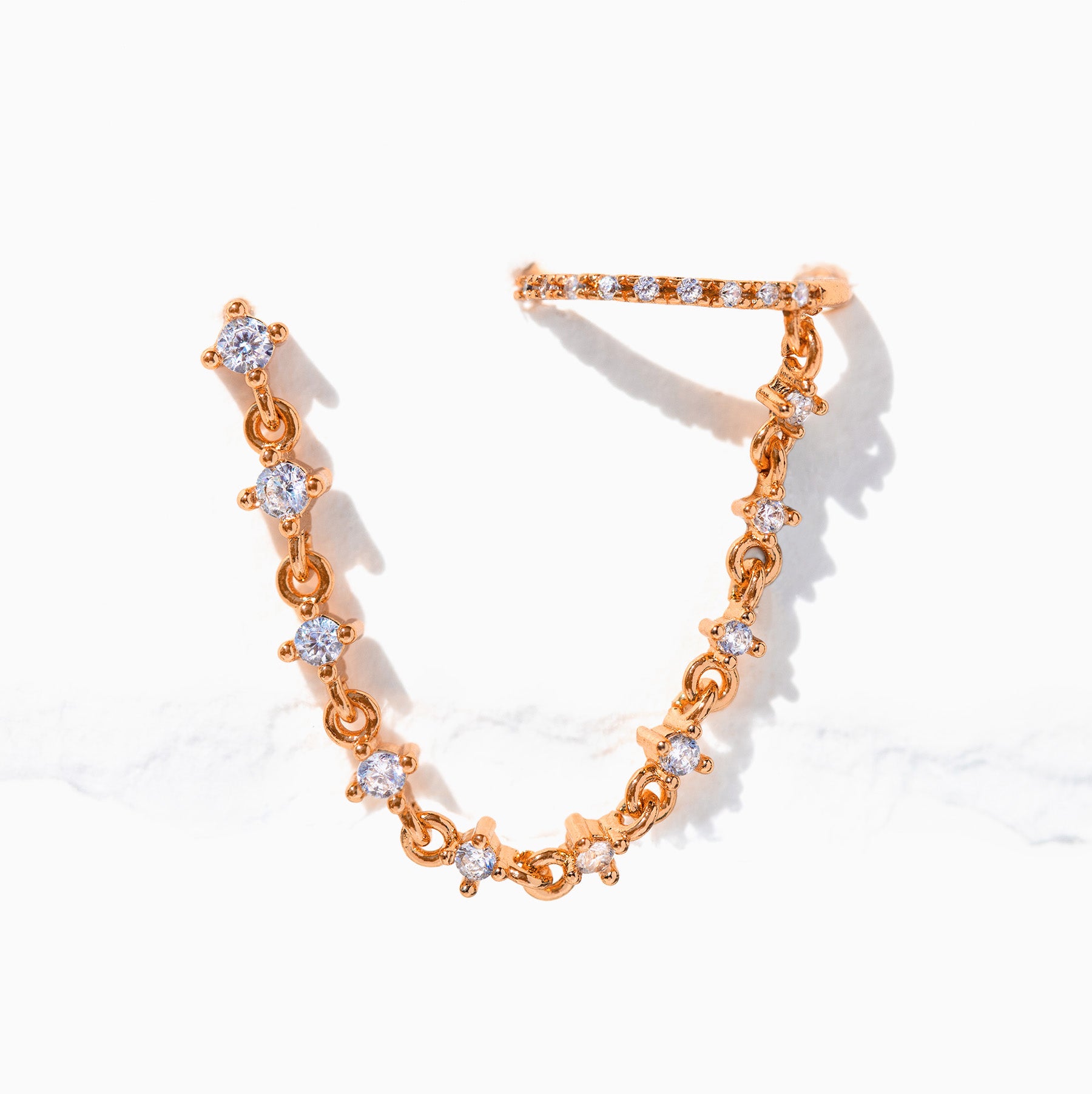 Rose Gold Star Studded Ear Climbers 2024