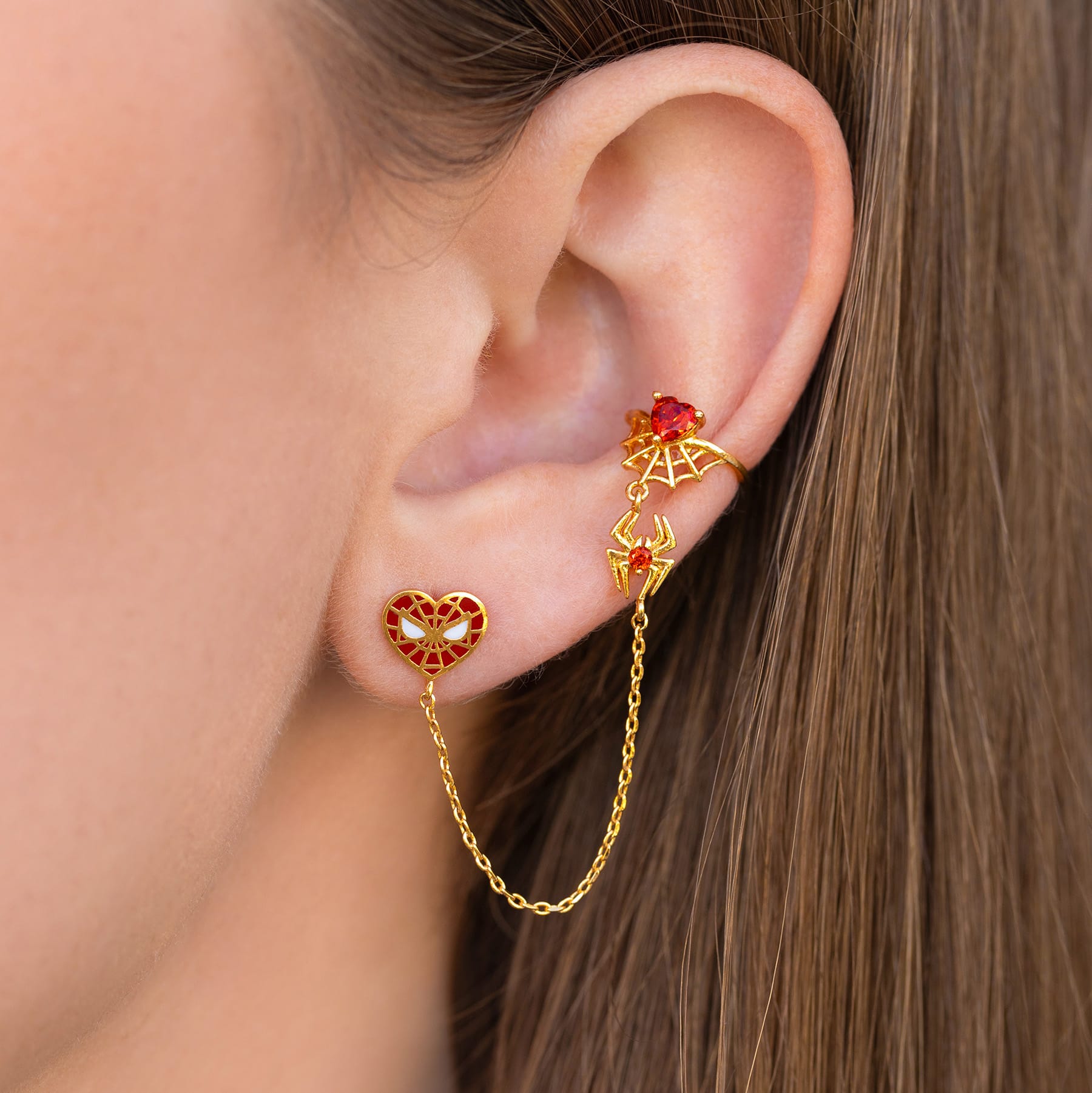 Marvel's Spider-Man Web of Love Ear Cuff + Stud