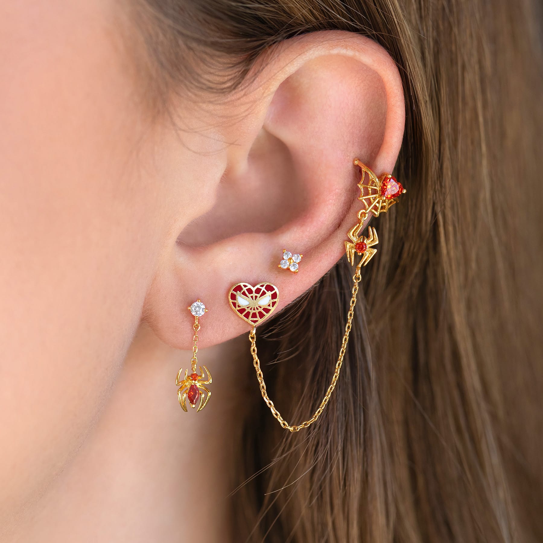 Marvel's Spider-Man Web of Love Ear Cuff + Stud