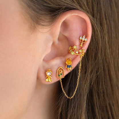 Disney Princess Beauty and the Beast Enchanted Rose Ear Cuff + Stud