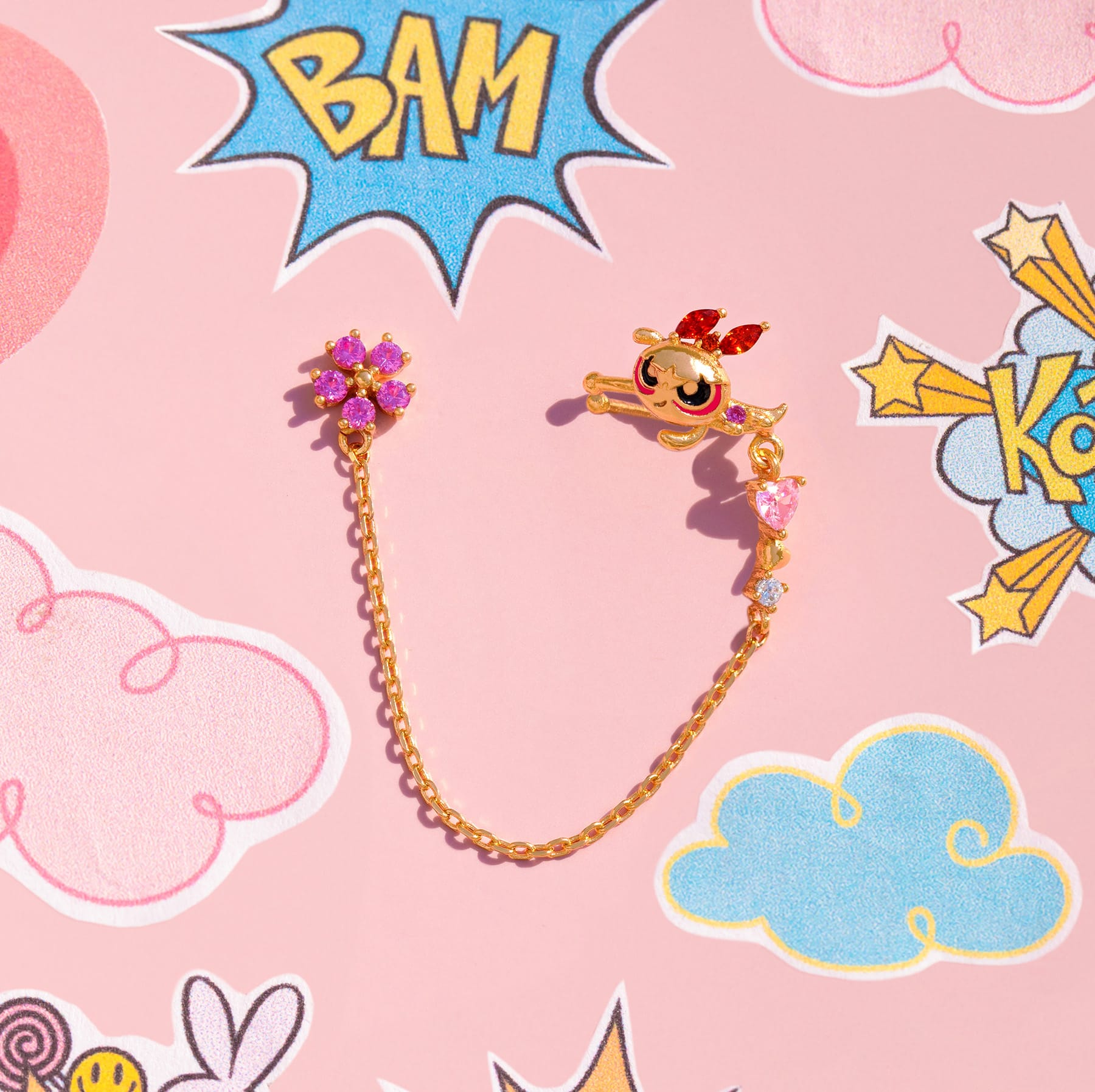 The Powerpuff Girls Blossom Stud + Ear Cuff