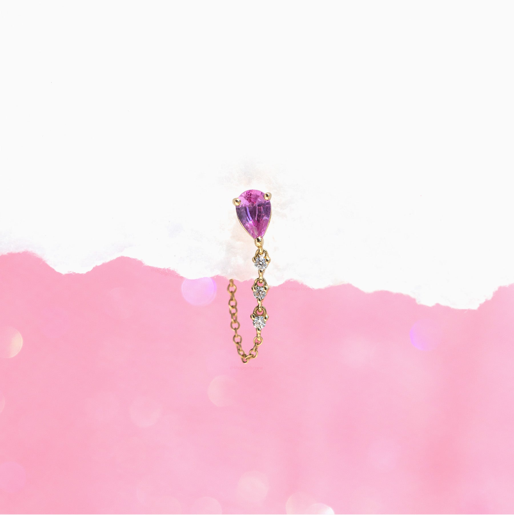 14k Fine Pink Matter Chain Earring