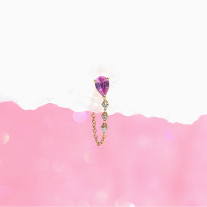 14k Fine Pink Matter Chain Earring