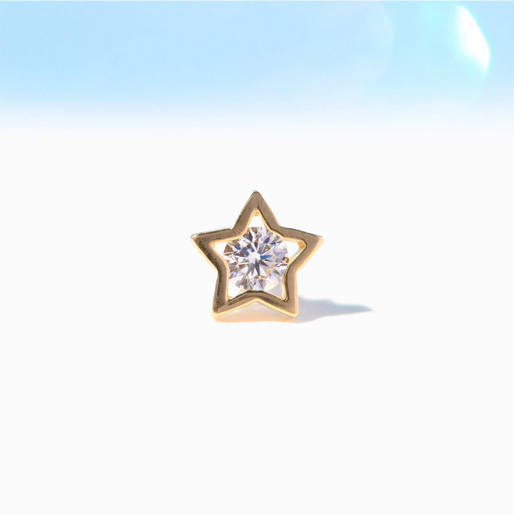 14k Solid Gold Star Stud