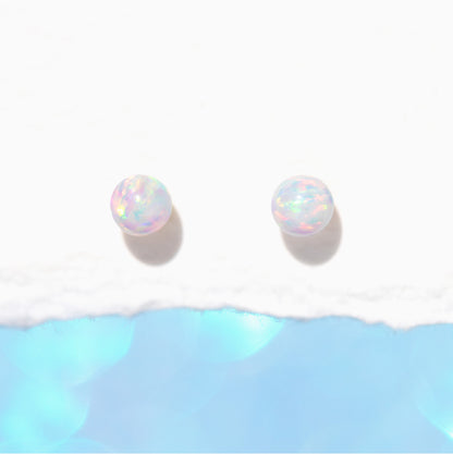 14k Fine Tiny Opal Stud Earrings