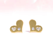Fine Heart of Gold Stud Earrings