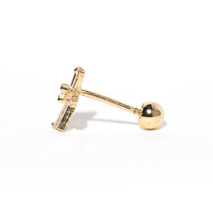 Fine Cubic Cross Ball Back Stud