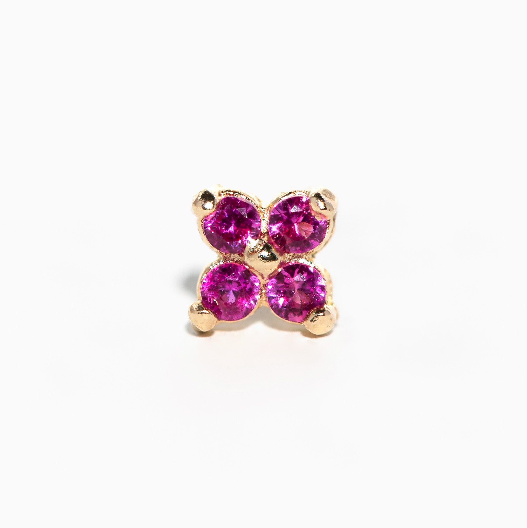 10k Solid Gold Teeny Fuchsia Ball Back Stud