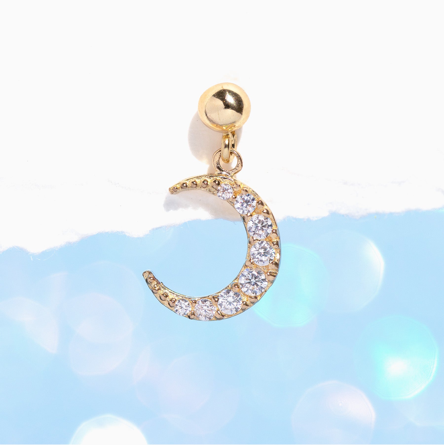 Fine Moonie Ball Back Dangle Earring