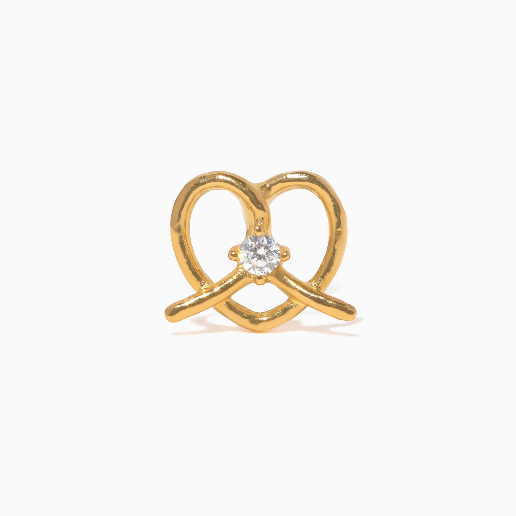 10k Solid Gold Salted Pretzel Ball Back Stud