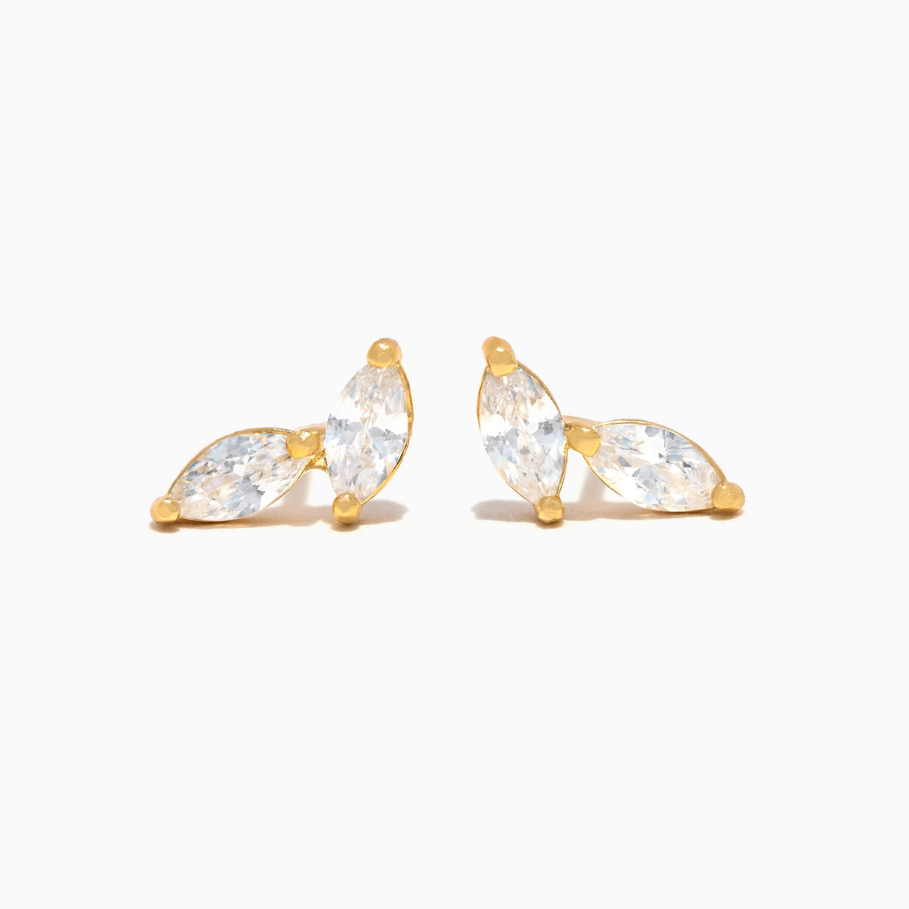 14k Solid Gold Leaf Studs