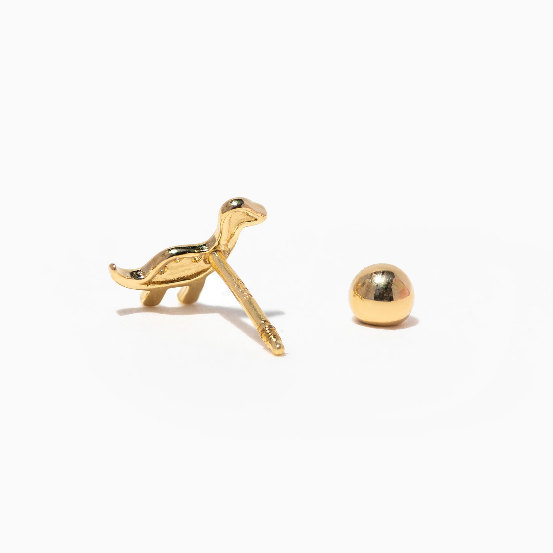 14k Solid Gold Dino-Mite Ball Back Stud
