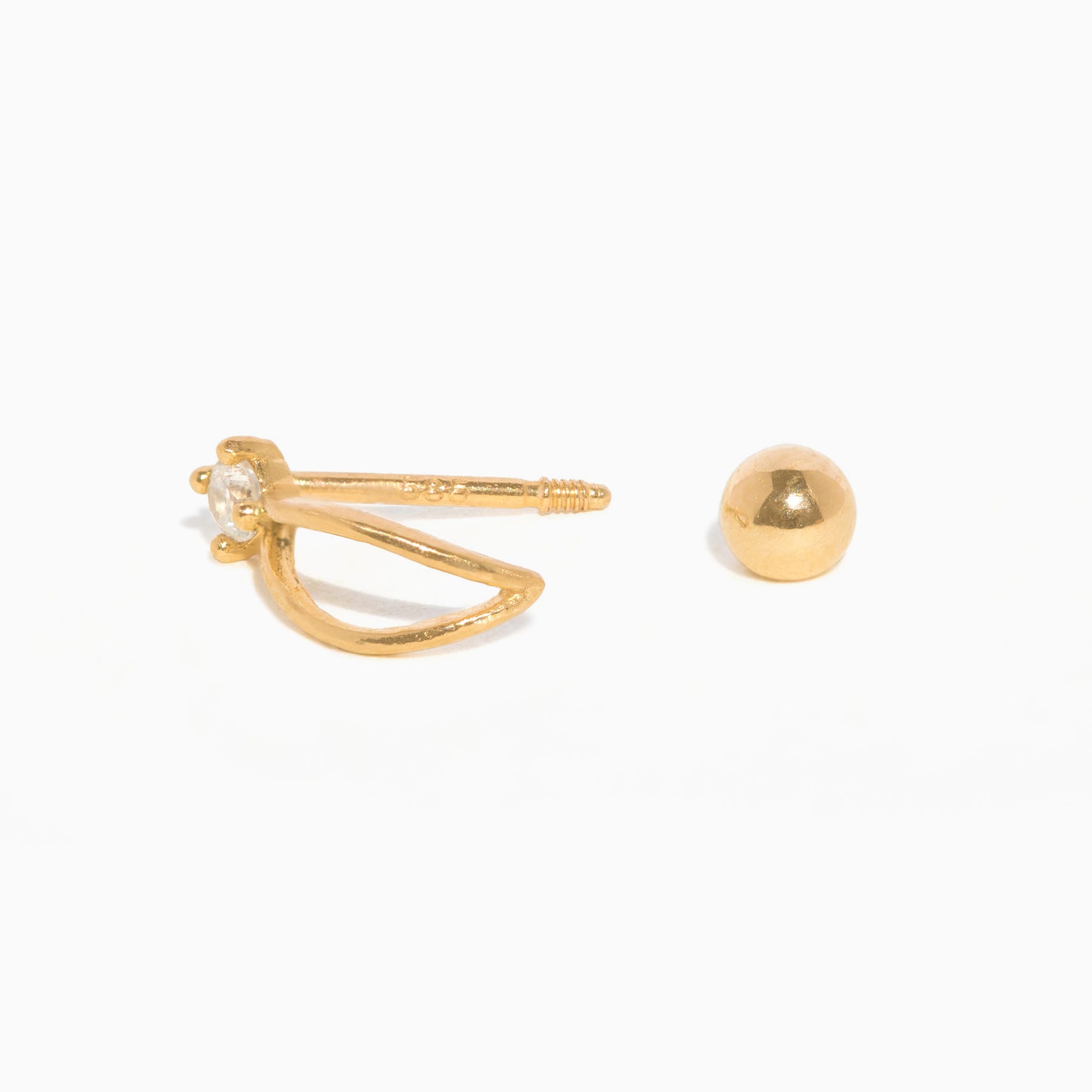 14k Solid Gold Buenos Aires Ball Back Hoop