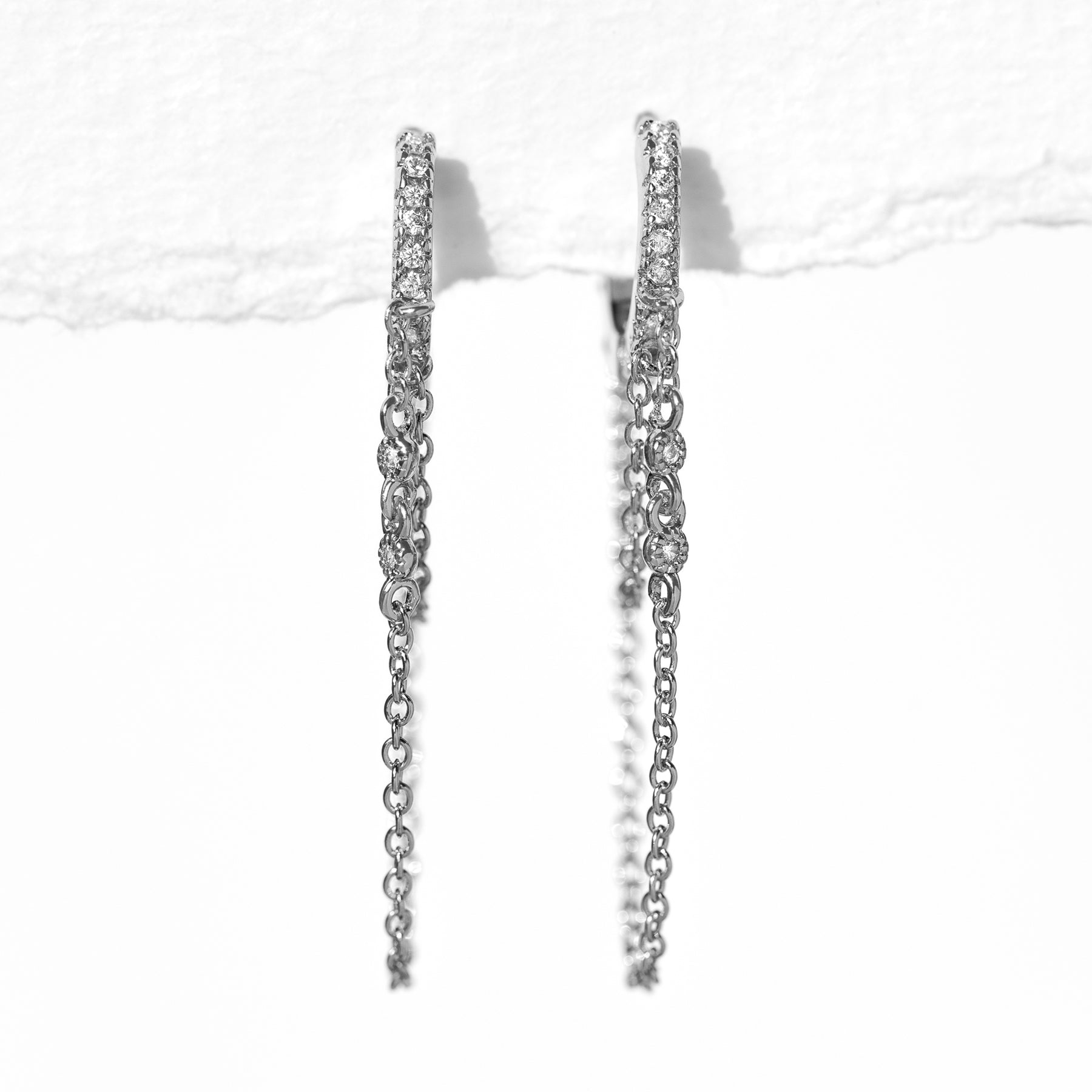 Claire's Cubic Zirconia Stud 4 Chain Linear Drop Earrings | Gold