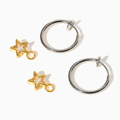 Starlight Two Tone Clip On Hoops