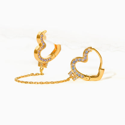 Love Locked Double Heart Hoops