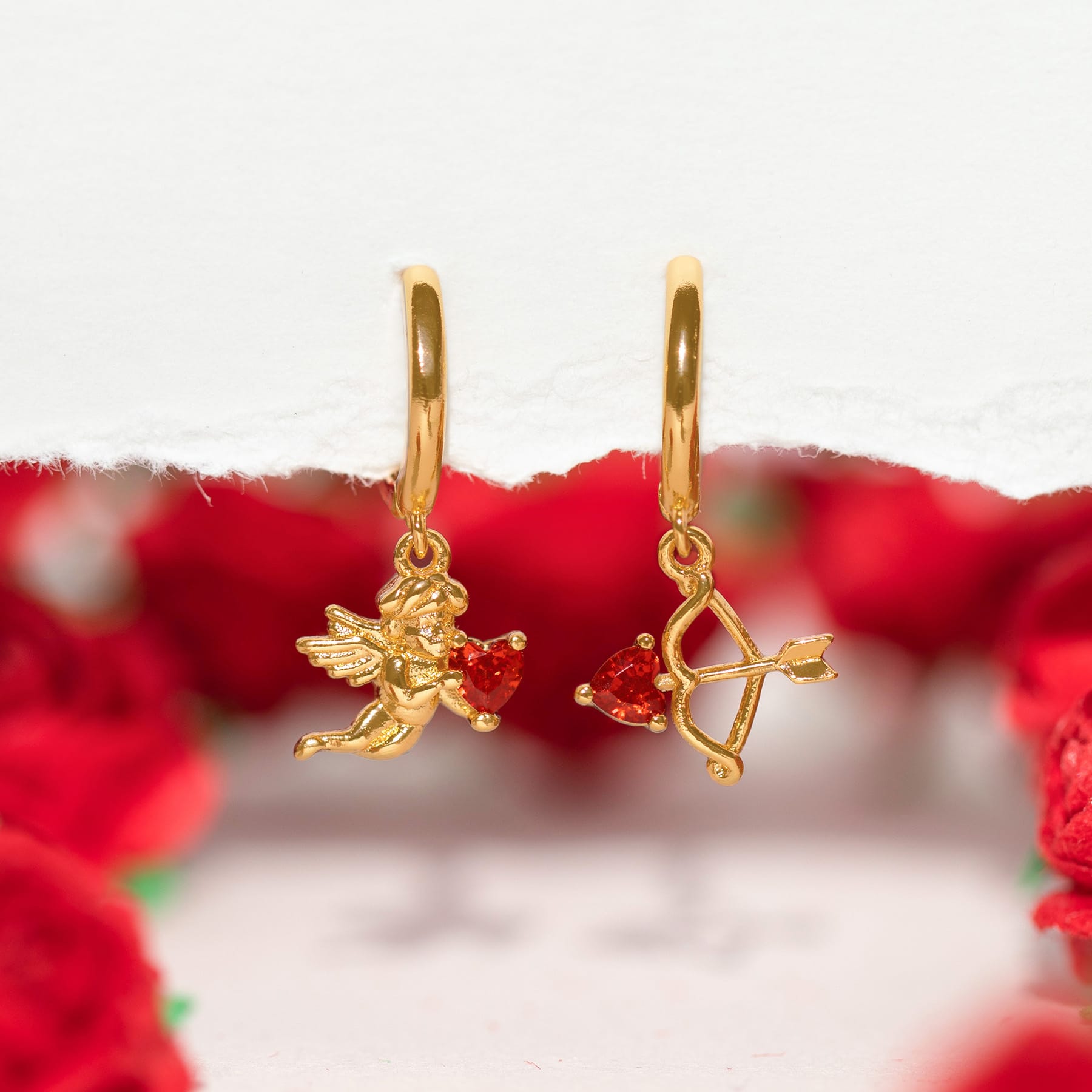 Cupid’s Match Dangle Hoops