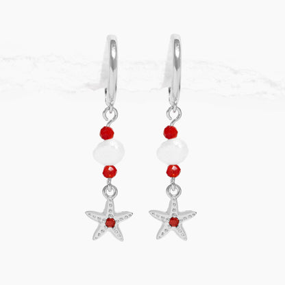 Starfish Beaded Dangle Hoops