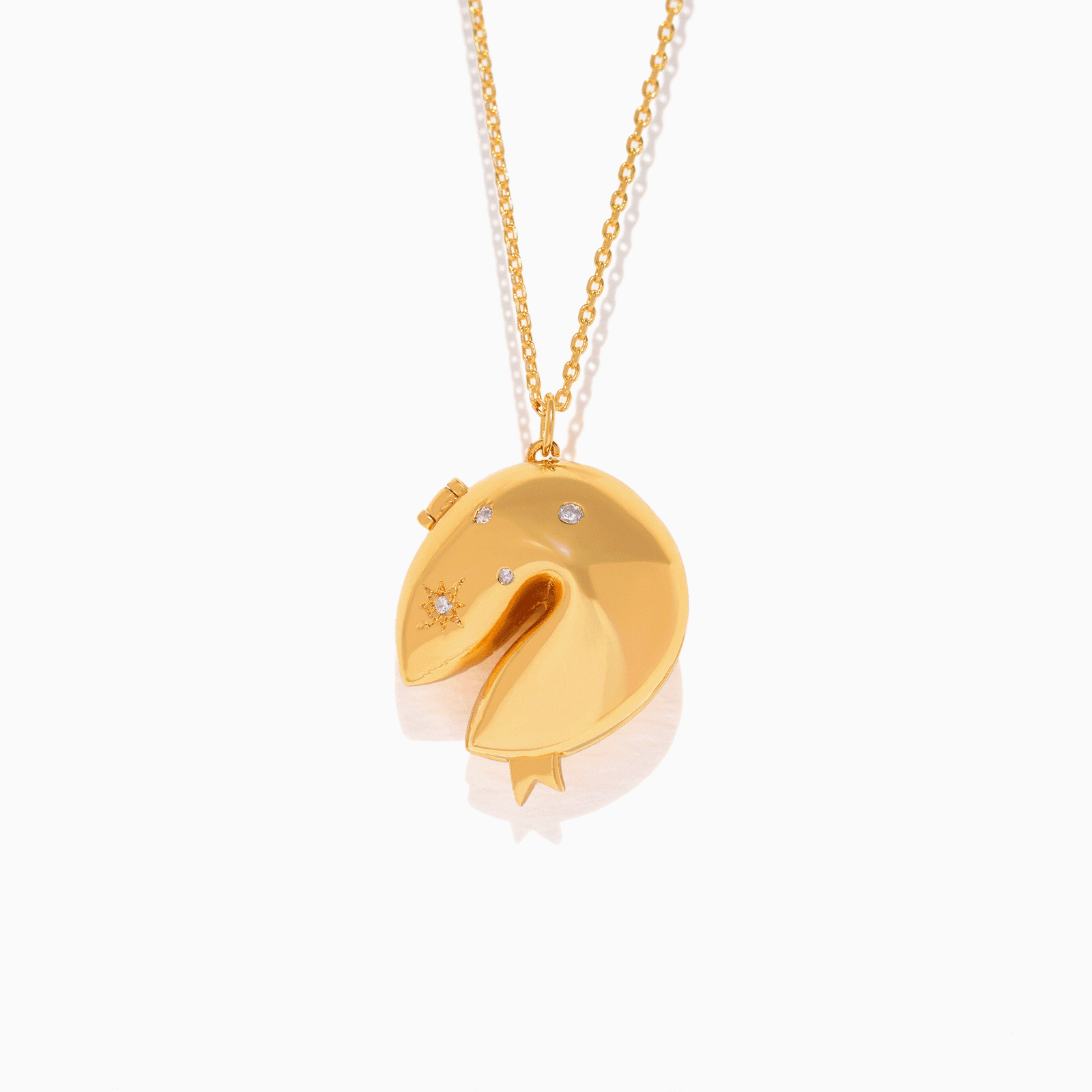 Fortune Cookie Locket Necklace - Gold