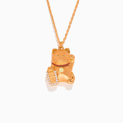 Lucky Cat Locket Necklace