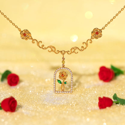 Disney Beauty & the Beast Enchanted Rose Necklace