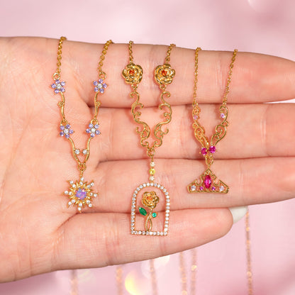 Disney Beauty & the Beast Enchanted Rose Necklace