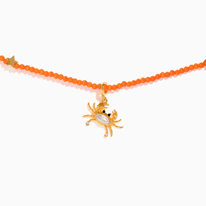 Sandy Crab Beaded Necklace