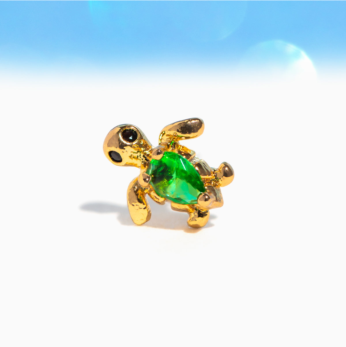 Tiny Turtle Piercing Style Earring - Gold