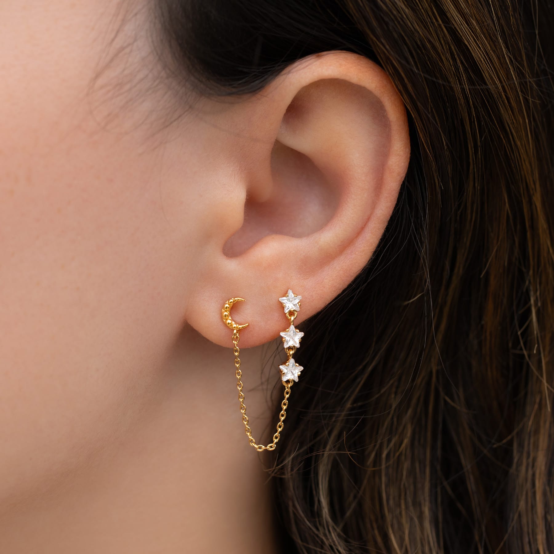 Lunar Link Double Stud Earring